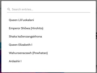 List of monarchs that you can choose from.
