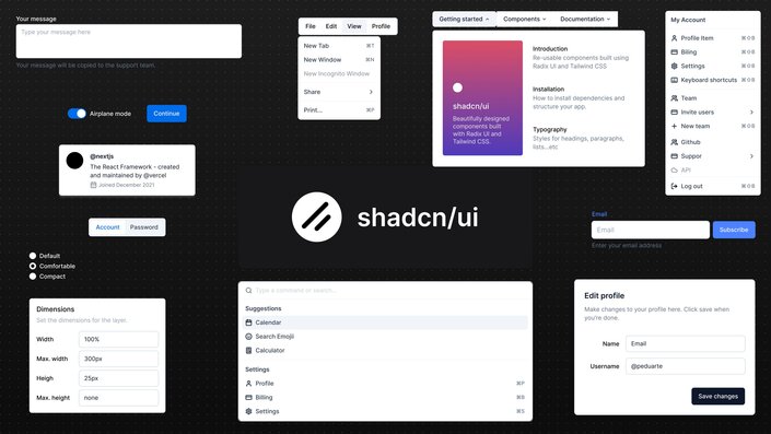 a preview of the shadcn UI library