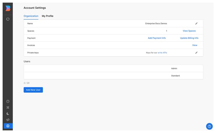 Screenshot of the Builder Account Settings Organization tab.