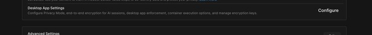 Desktop App Settings Configure button.