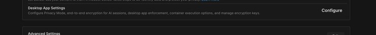Desktop App Settings Configure button.