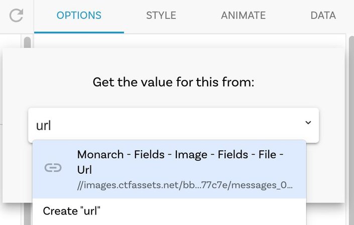 Image showing the URL field to bind.