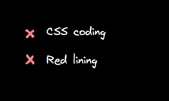 list of css coding, red lining