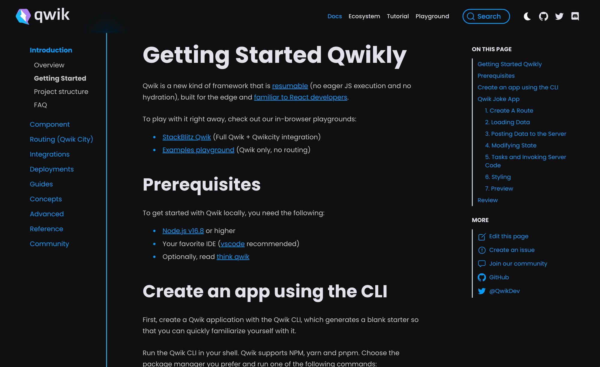 Getting Started with Qwik CLI - npm create qwik@latest