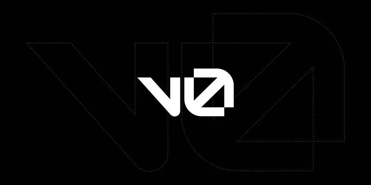 v0 logo and brand mark consisting of a stylized, interconnected "v" and "0" design in white against a black background.