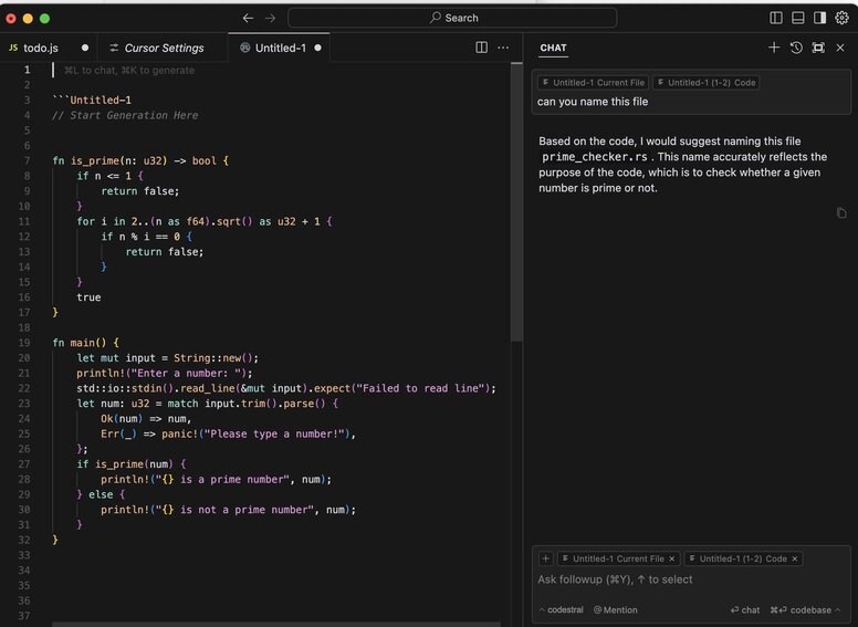 A screenshot of the Cursor UI.