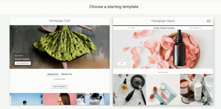 Builder templates for Shopify storefronts