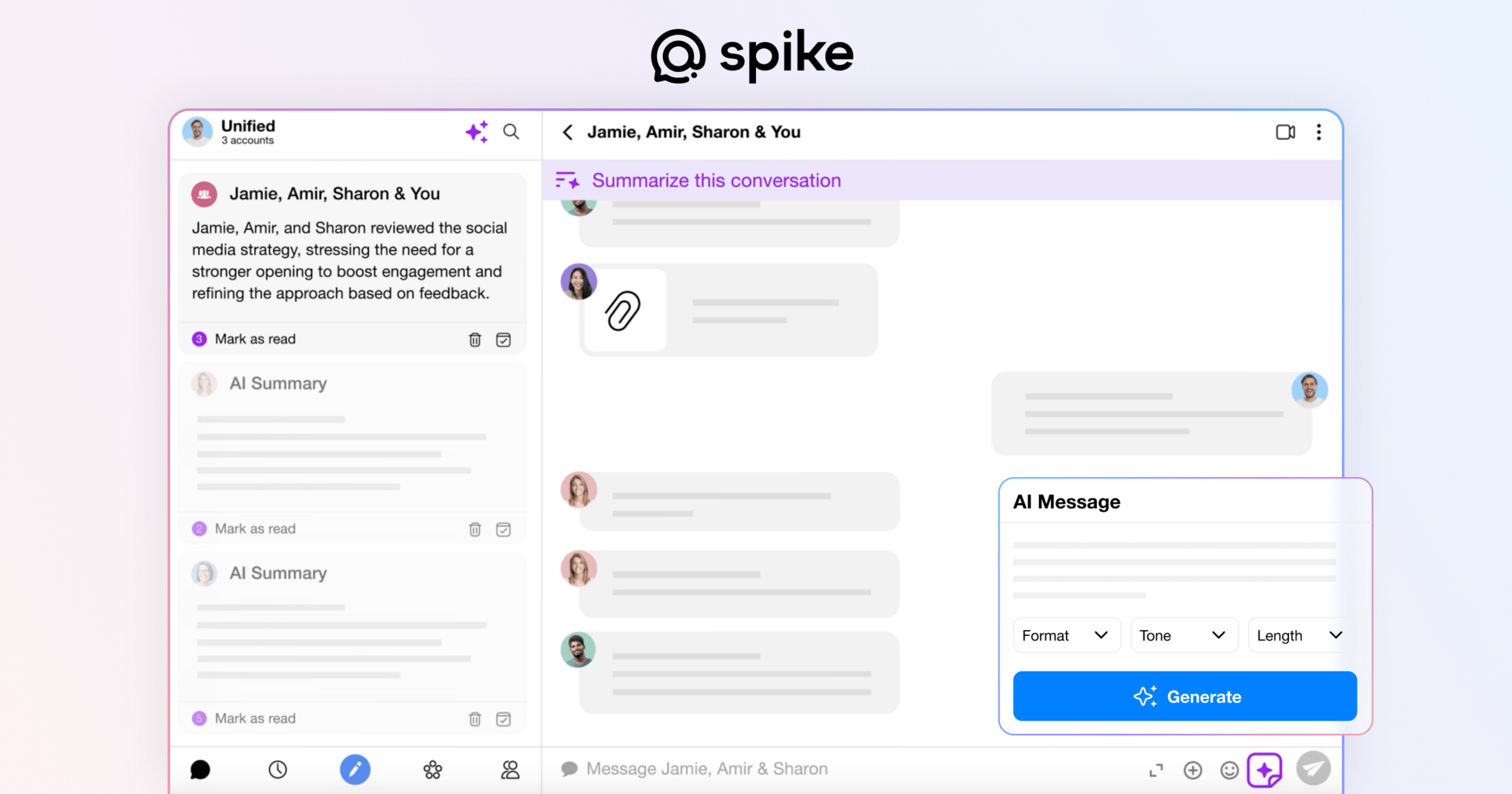 Spike conversational email workspace