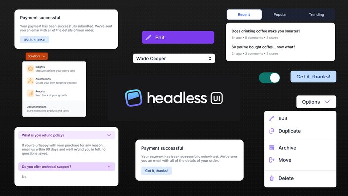 a preview of the headless UI library