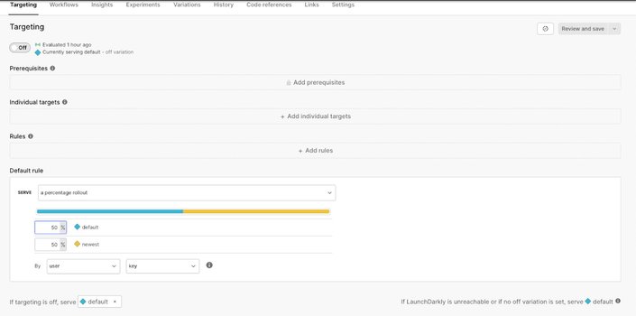 A screenshot from LaunchDarkly dashboard.