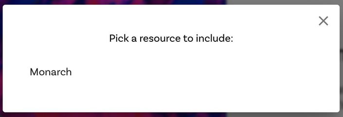 Builder prompt to pick a resource to include.