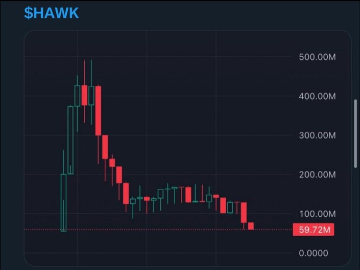 a graph of the rug pull from the Hawk Tuah cryptocurrency