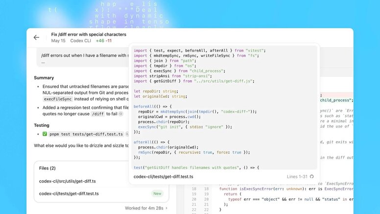 The OpenAI Codex interface.