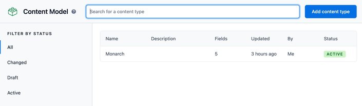 Monarch Content Model in Contentful.