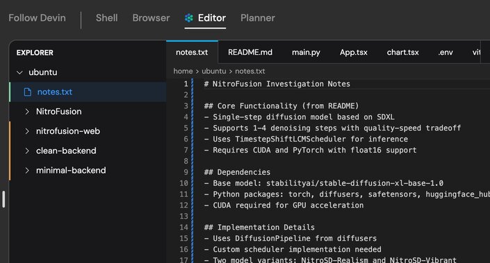 Screenshot of Devin's notes.txt file