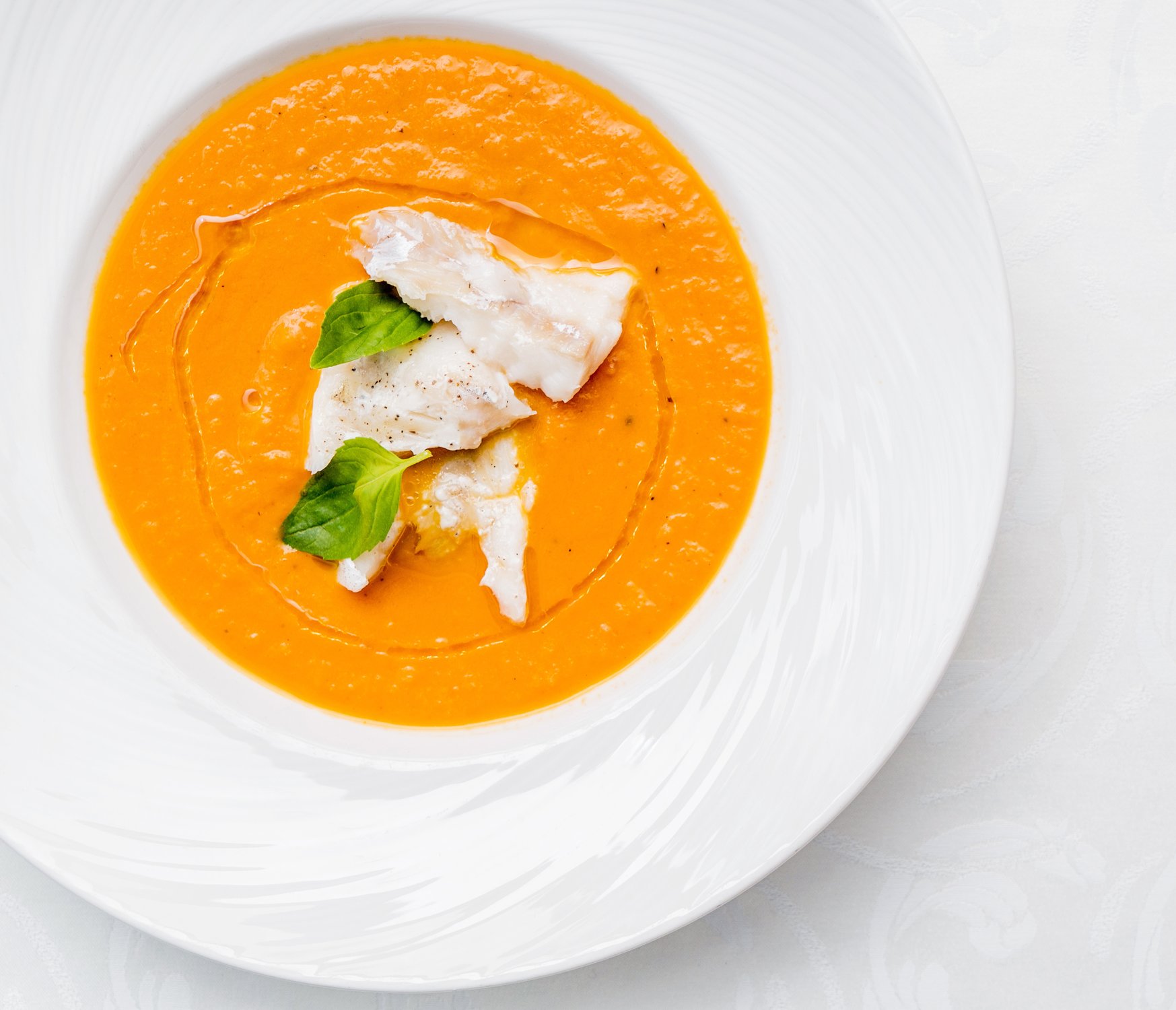 Creamy Pumpkin Soup with Cod