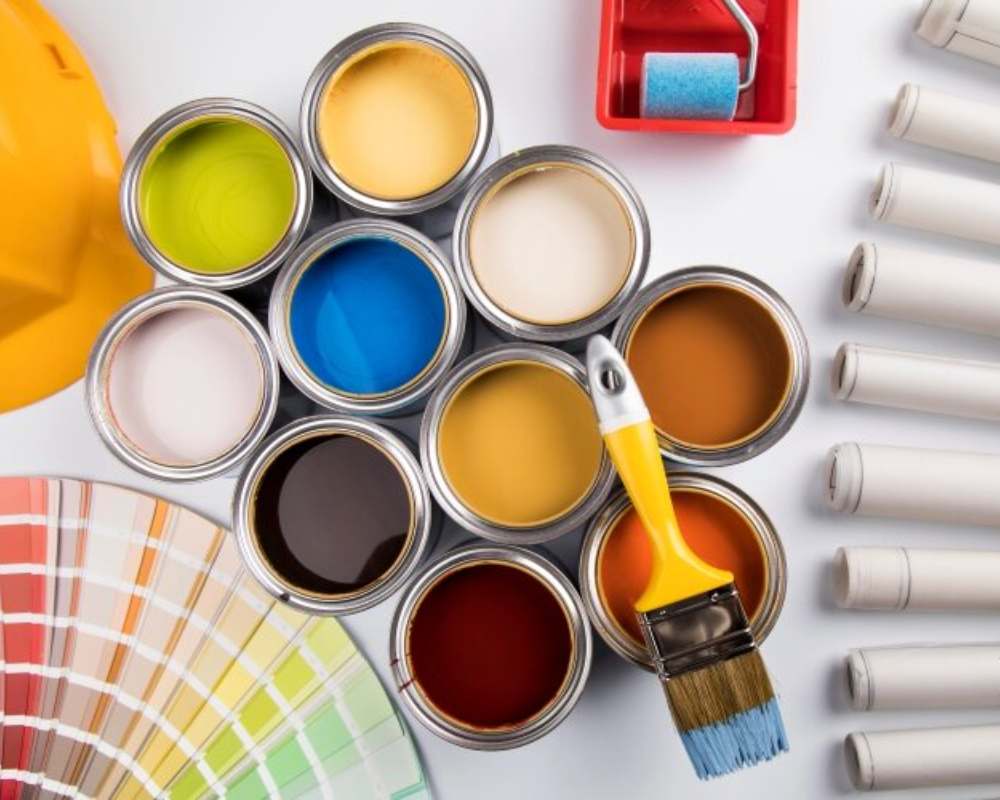 Paint can and paintbrush, Rainbow colors