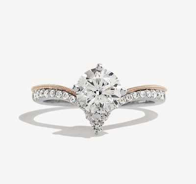 Zagora Diamond Engagement Ring in 14k White & Rose Gold
