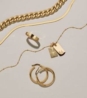 A collection of gold jewelry