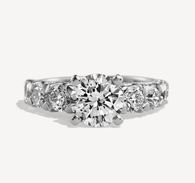 Forte Classic Three-Stone Engagement Ring in Platinum