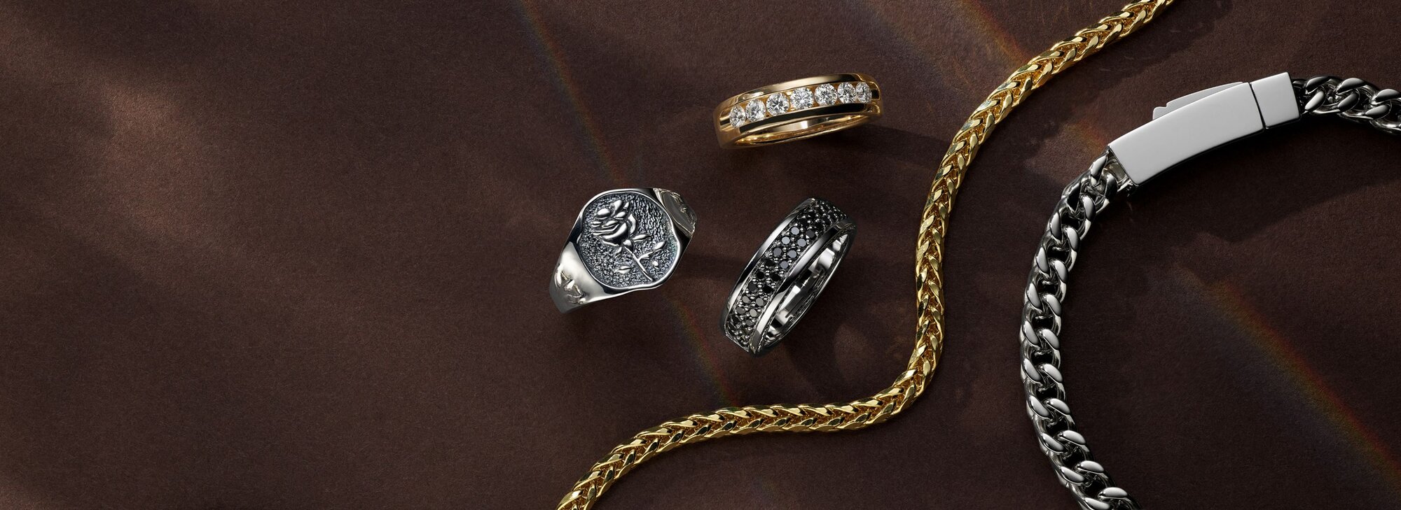 A collection of men's jewelry perfect for dad