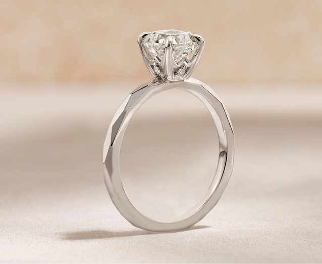 A solitaire engagement ring