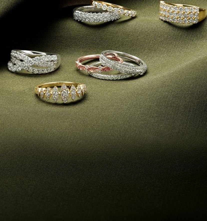 A collection of diamond wedding bands