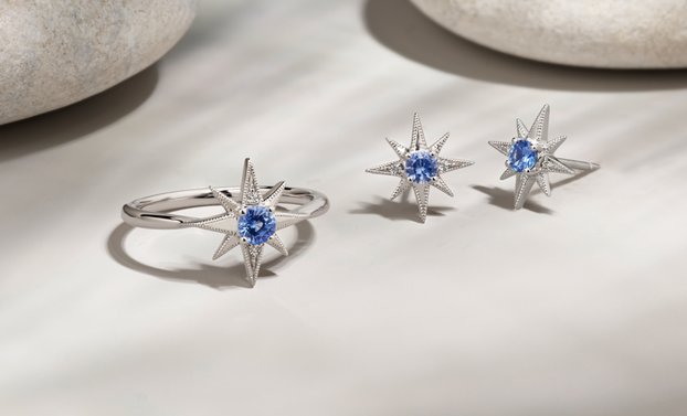 A sapphire fashion ring and matching earrings