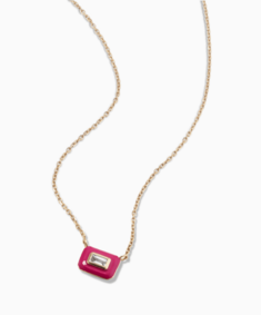 Baguette Sapphire & Pink Enamel Pendant