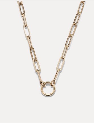 Paperclip Chain with Charm Ring in 14K Yellow Gold (18 in)