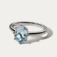 An aquamarine solitaire ring