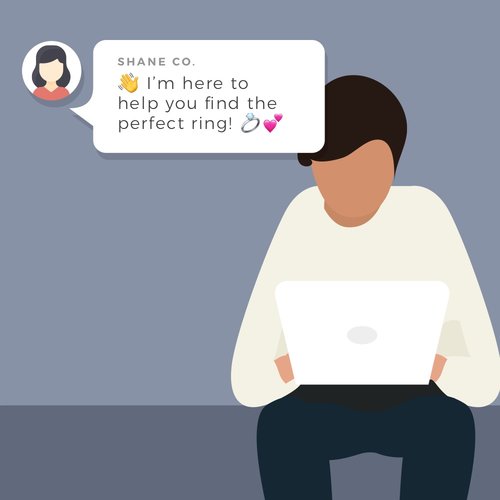 An illustration of a person using online chat