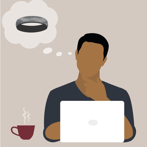An illustration of a man using a laptop