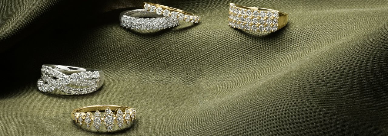 A collection of diamond wedding bands