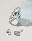 A collection of aquamarine jewelry