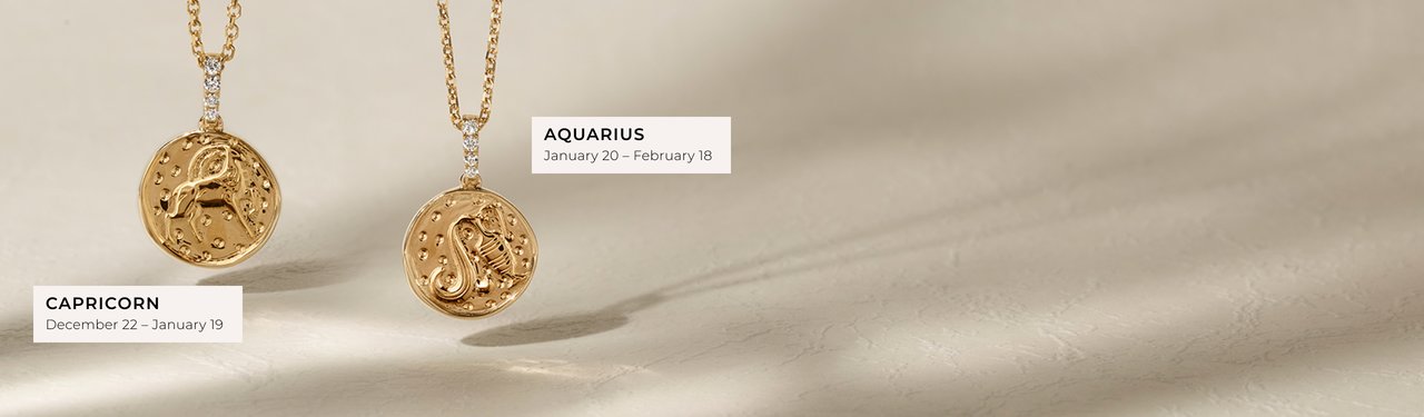 Capricorn or Aquarius Diamond and Gold Pendants