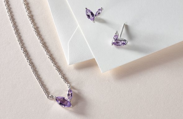 A matching set of gemstone jewelry