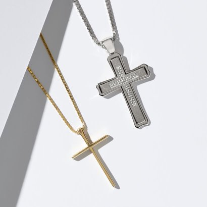 A men's and women's cross pendant
