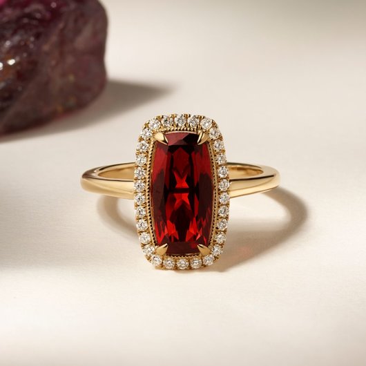 Image of Garnet Halo Engagement Ring