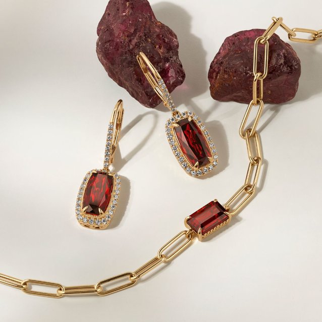 Image of Garnet Earrings and a Garnet Bracelet