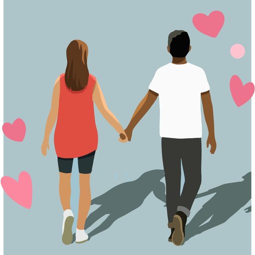 An illustration of a couple holding hands