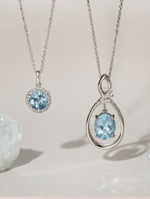 A collection of aquamarine necklaces