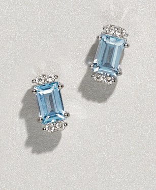 A pair of sky blue topaz earrings