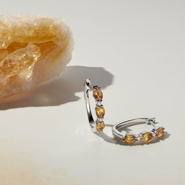 image of raw citrine and citrine earrings