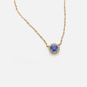 A blue sapphire and diamond pendant