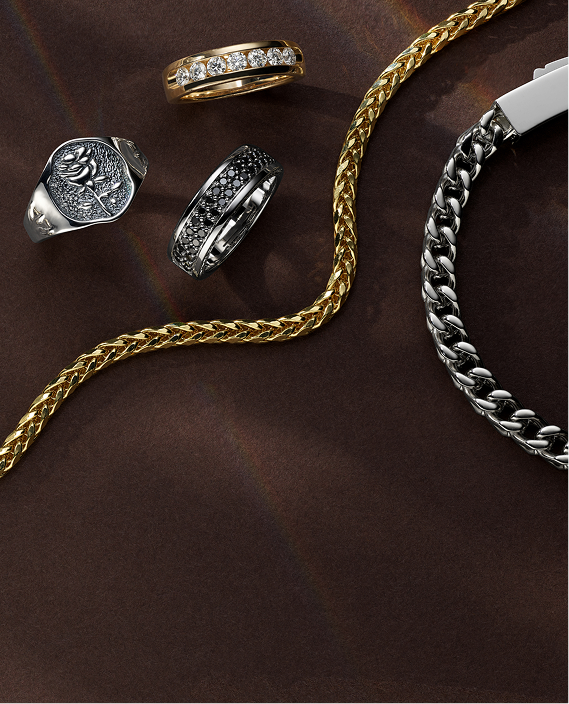 A collection of men's jewelry perfect for dad