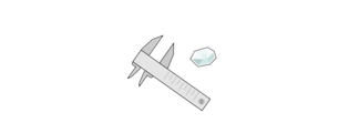 Illustration of a lab-grown rough diamond and a measurement caliper