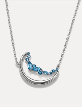 Half Moon London Blue Topaz Necklace in Sterling Silver (18 in)