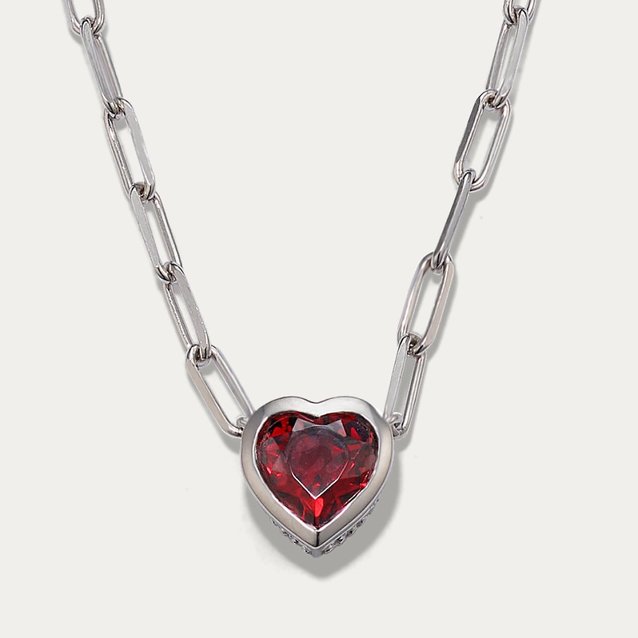 Image of Garnet Heart Pendant Necklace