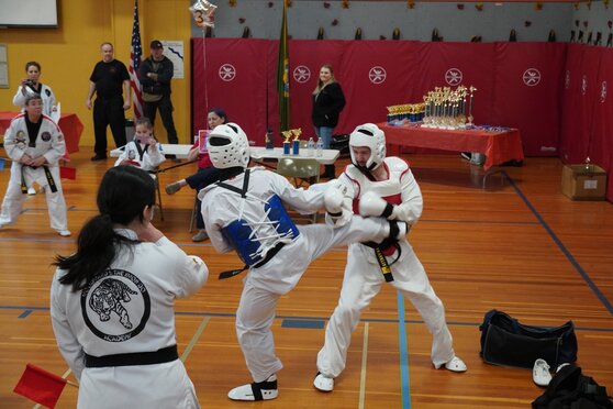 Sparring match between black belts